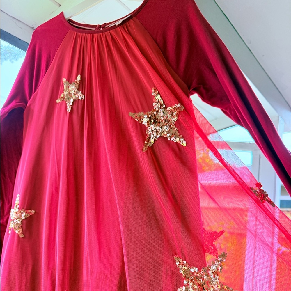 Mini Boden Size 11-12 Red with Gold Star Sequins. Perfect for the holidays!